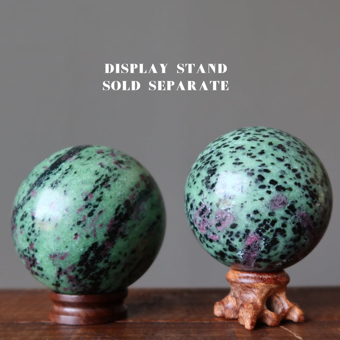 ruby zoisite spheres on stands