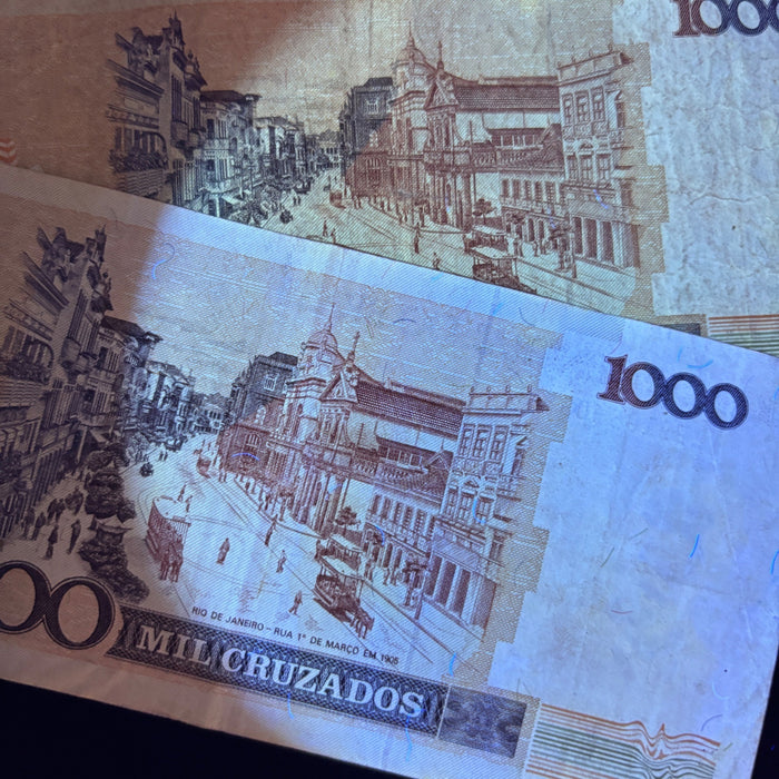 Vintage Banknote Lot Brazil 100 Cruzeiros 1954 Trolley 1987 Hyperinflation Era