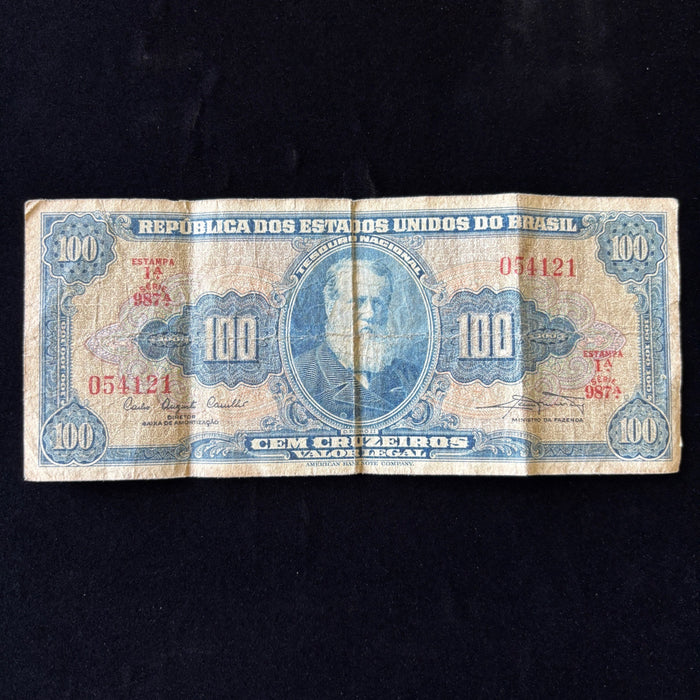 Vintage Banknote Lot Brazil 100 Cruzeiros 1954 Trolley 1987 Hyperinflation Era
