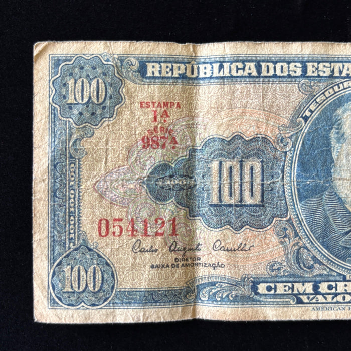 Vintage Banknote Lot Brazil 100 Cruzeiros 1954 Trolley 1987 Hyperinflation Era