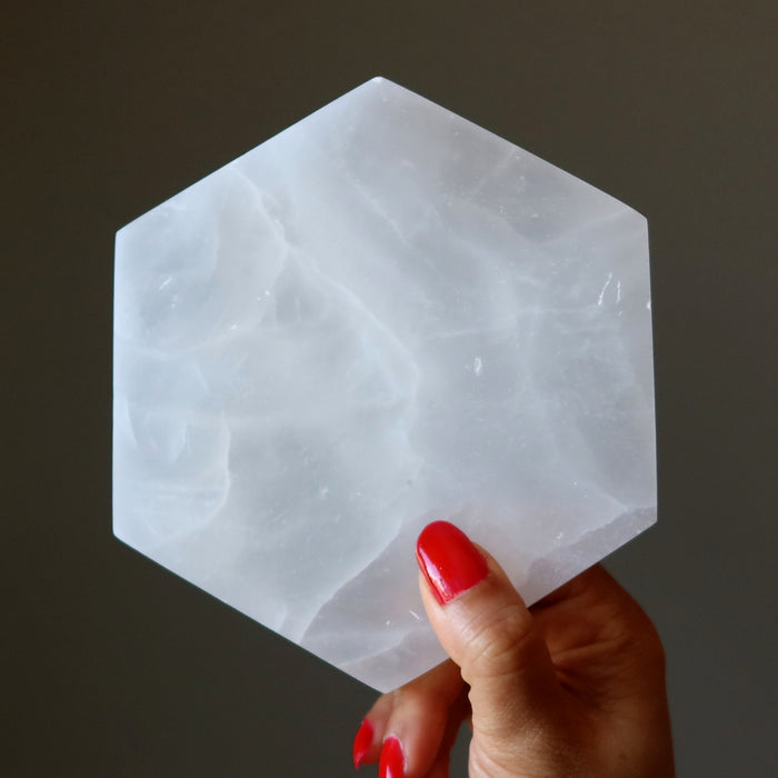 Selenite Charger White Hexagon Energy Portal