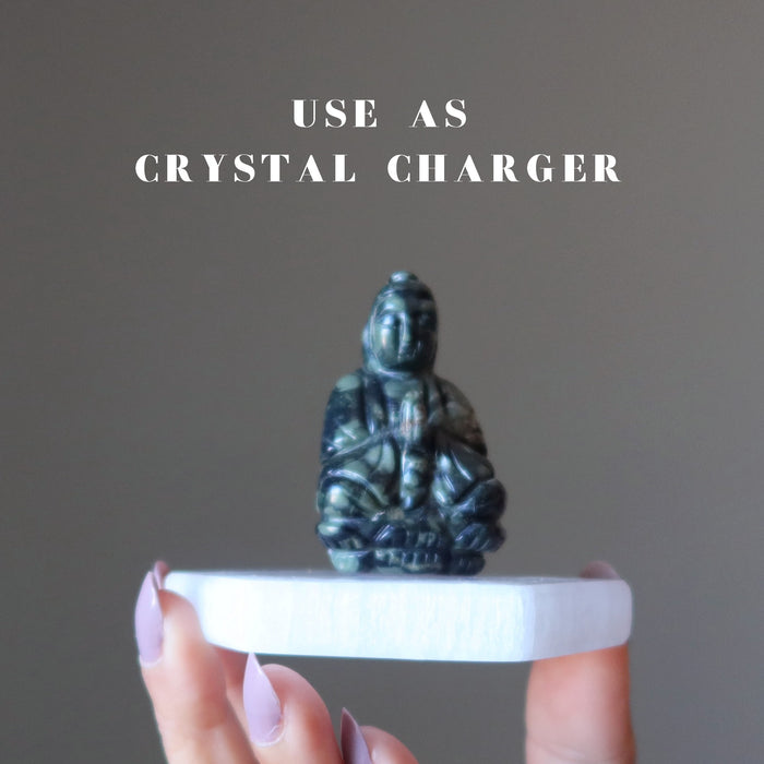 jasper buddha on selenite hexagon plate