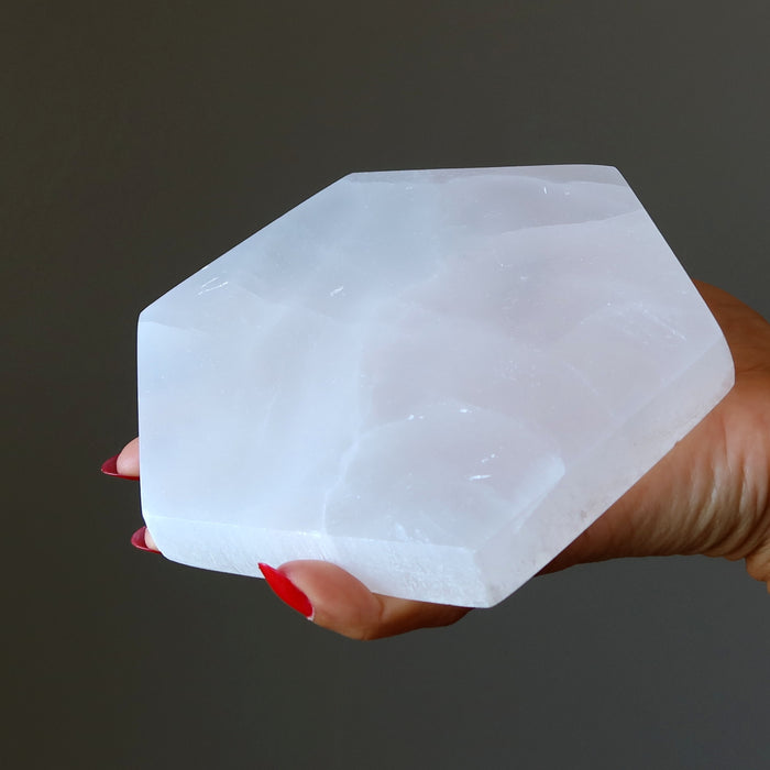 Selenite Charger White Hexagon Energy Portal