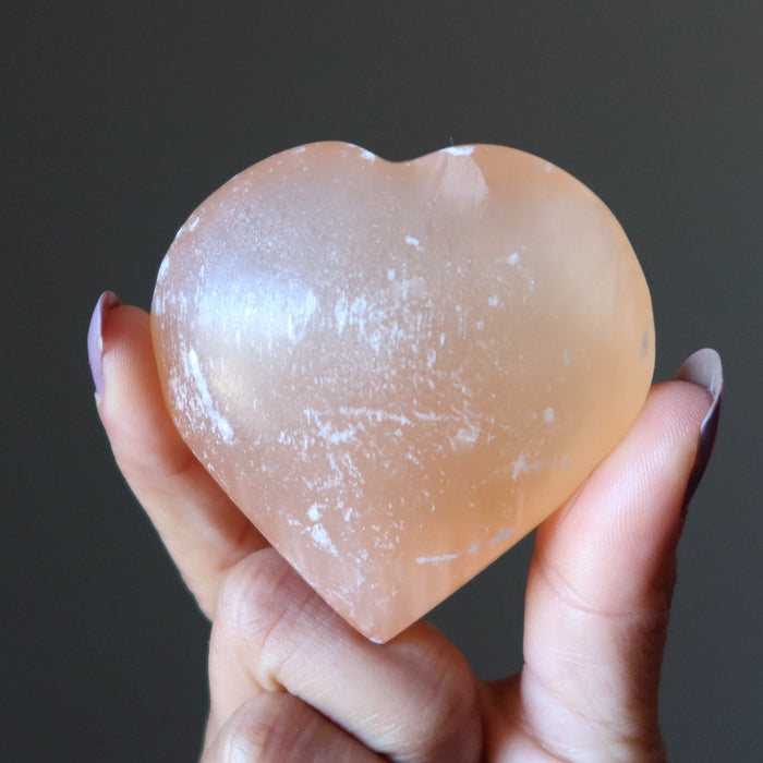 orange selenite heart