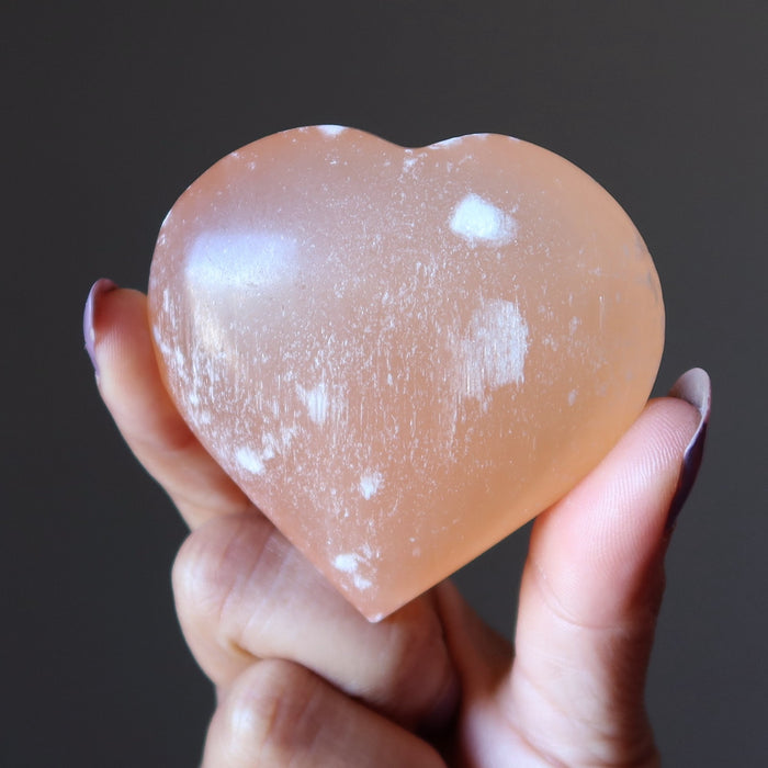 orange selenite heart
