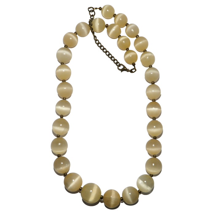 selenite beaded necklace on a white background