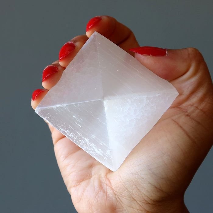 white selenite pyramid