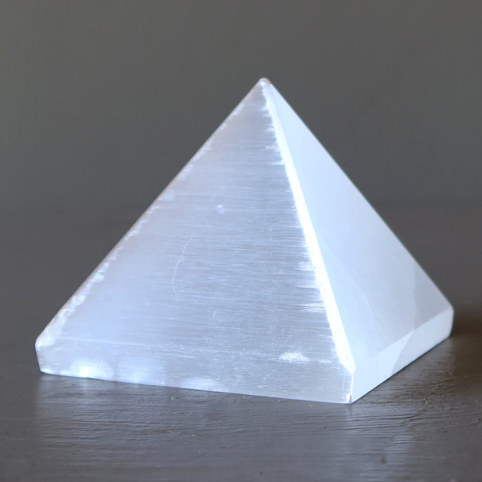 white selenite pyramid