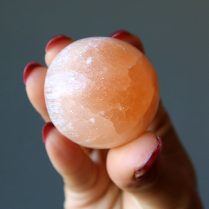 orange selenite sphere