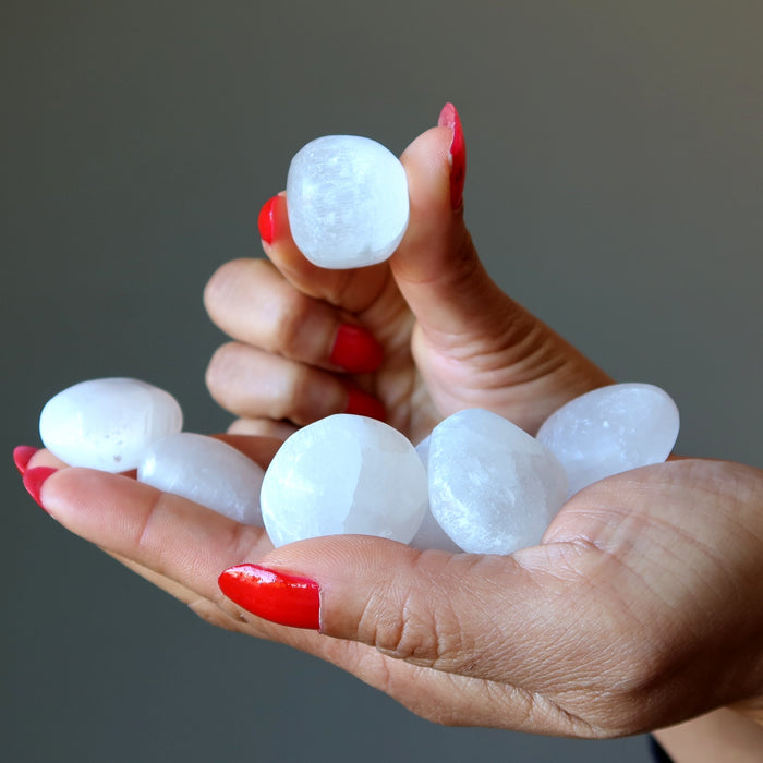 Selenite Tumbled Stone White Spiritual Silky Satin Spar