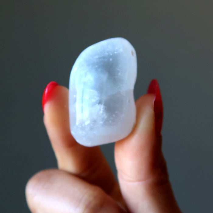 Selenite Tumbled Stone White Spiritual Silky Satin Spar