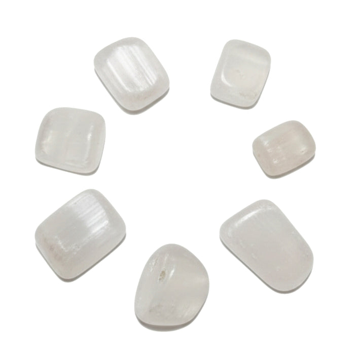 Selenite Tumbled Stone White Spiritual Silky Satin Spar