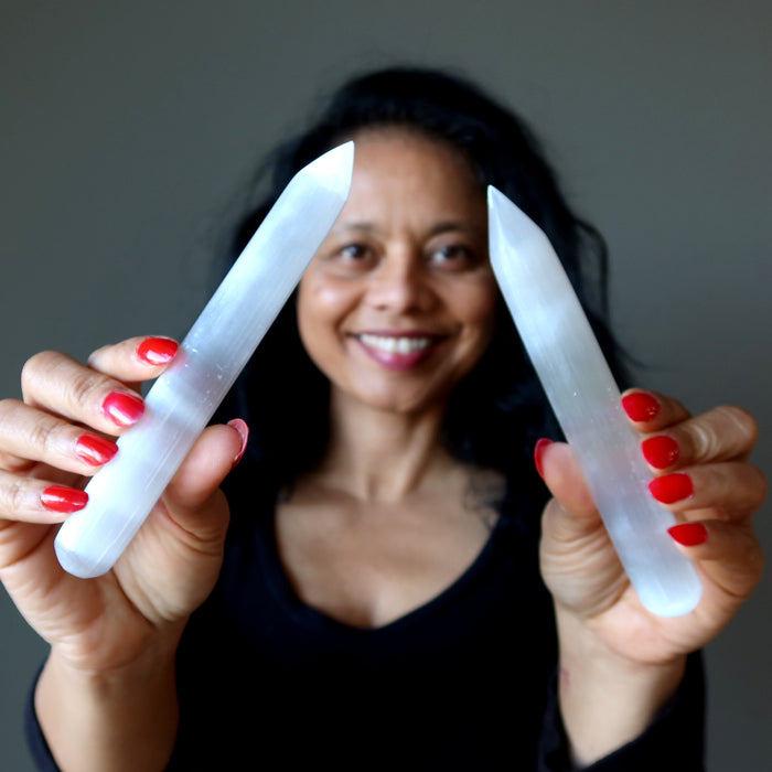 Selenite Massage Wand Author of Life Pencil Stone
