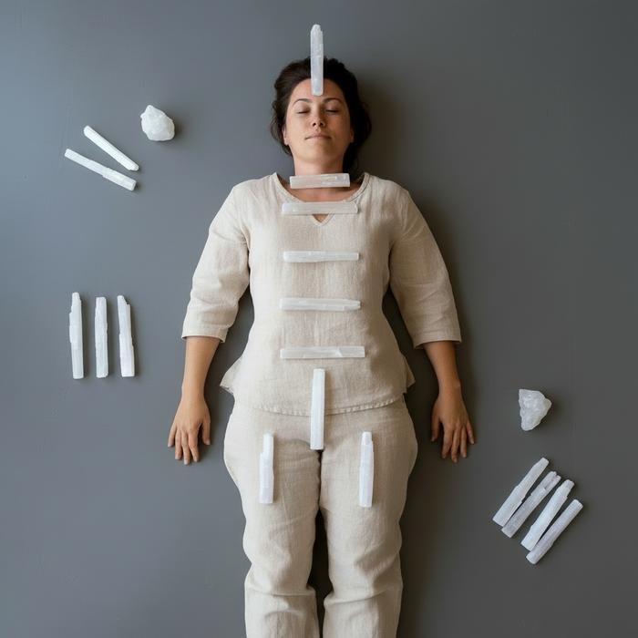 Selenite Raw Crystal Wand White Aura Sealing Stone