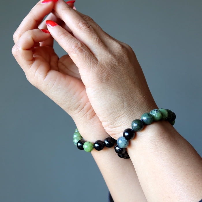 Serpentine Bracelet Black Obsidian Protective Wellness