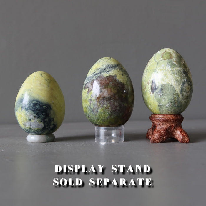serpentine eggs on display stands