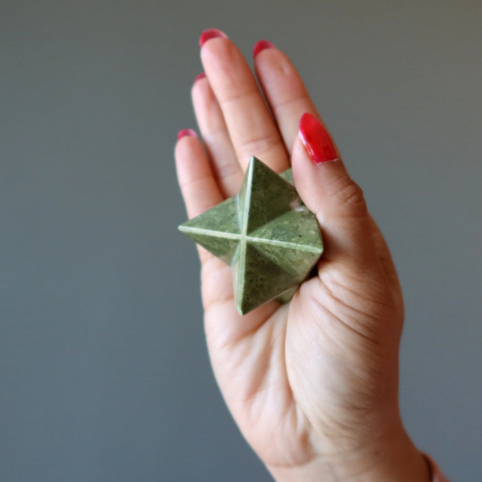 Serpentine Merkaba Holy Green Star Stone Wounded Warrior