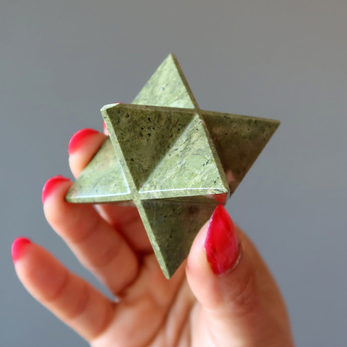 Serpentine Merkaba Holy Green Star Stone Wounded Warrior