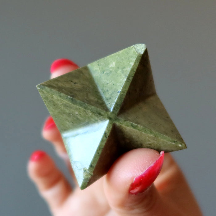 Serpentine Merkaba Holy Green Star Stone Wounded Warrior