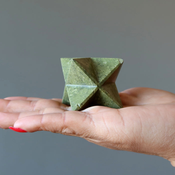 Serpentine Merkaba Holy Green Star Stone Wounded Warrior