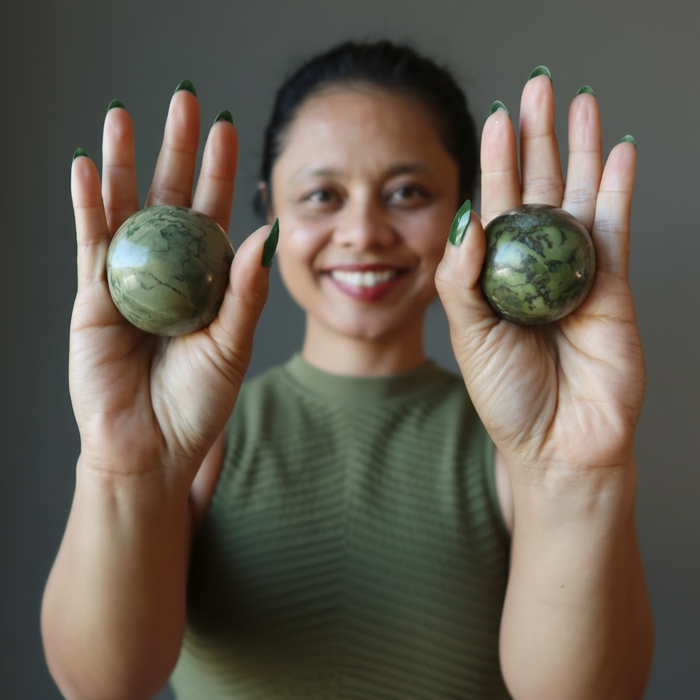 Serpentine Sphere Wild Vivid Green Past Life Crystal Ball