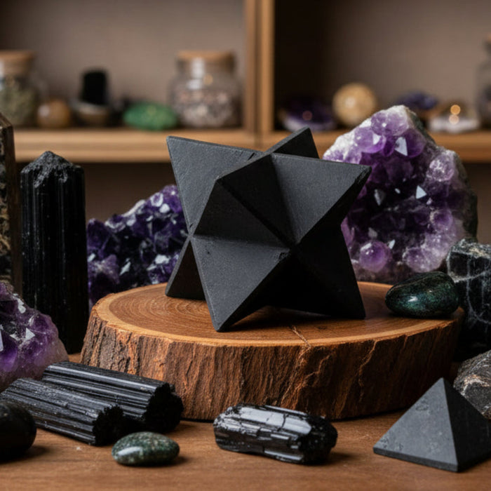 Shungite Merkaba Black Natural Sacred Geometry Gemstone
