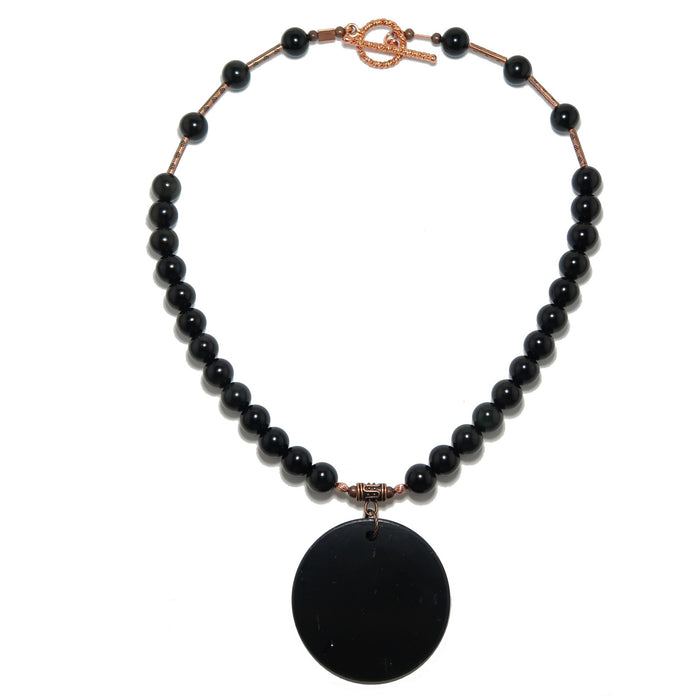 shungite and rainbow obsidian necklace