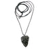 Necklace with a large, dark Shungite stone pendant on a white background