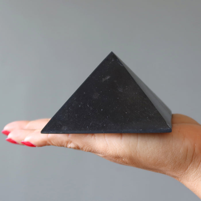 Shungite Pyramid Handsome Black Crystal Protector