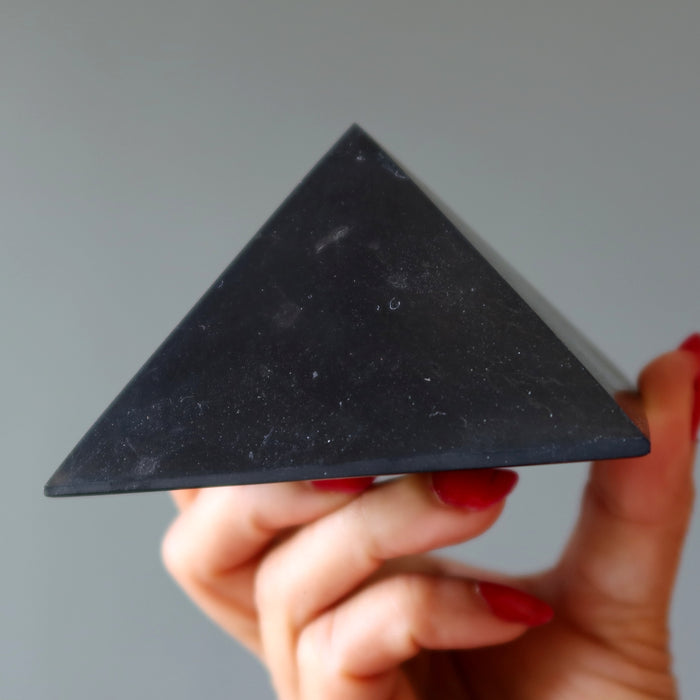 Shungite Pyramid Handsome Black Crystal Protector