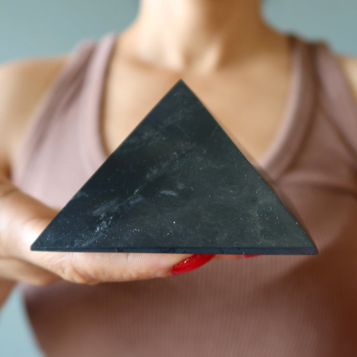 Shungite Pyramid Handsome Black Crystal Protector