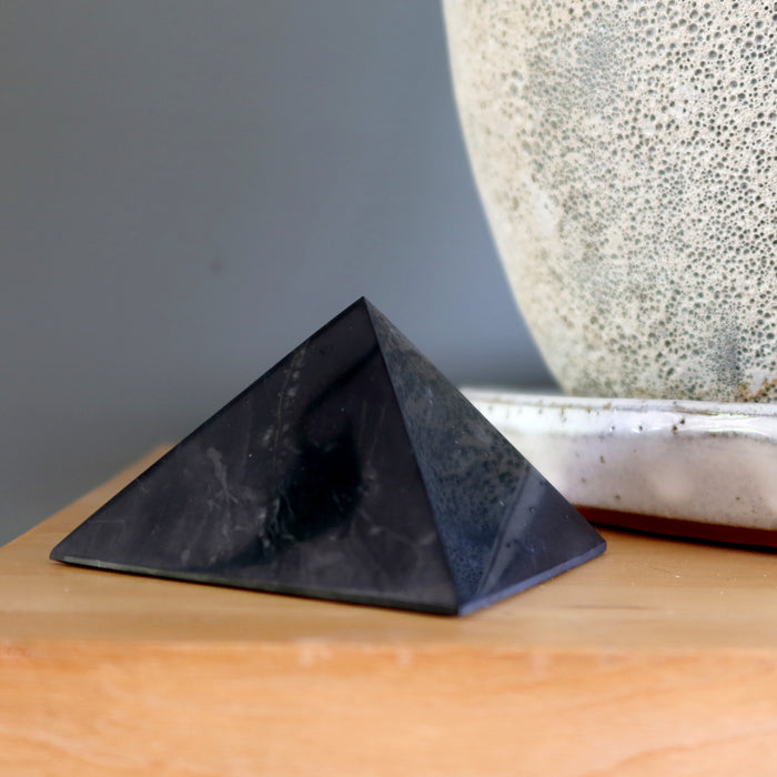 Shungite Pyramid Handsome Black Crystal Protector