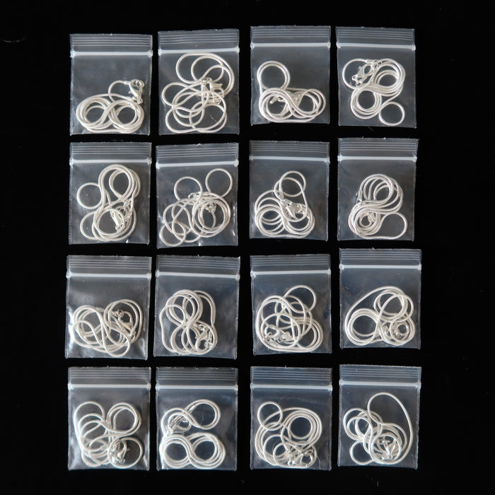 Silver Plated Chain Bundle of 16 Snake Necklace Bulk