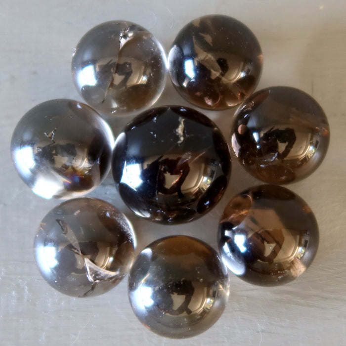 Smoky Quartz Sphere Bundle Dark Rainbow Crystal Ball Lot of 8