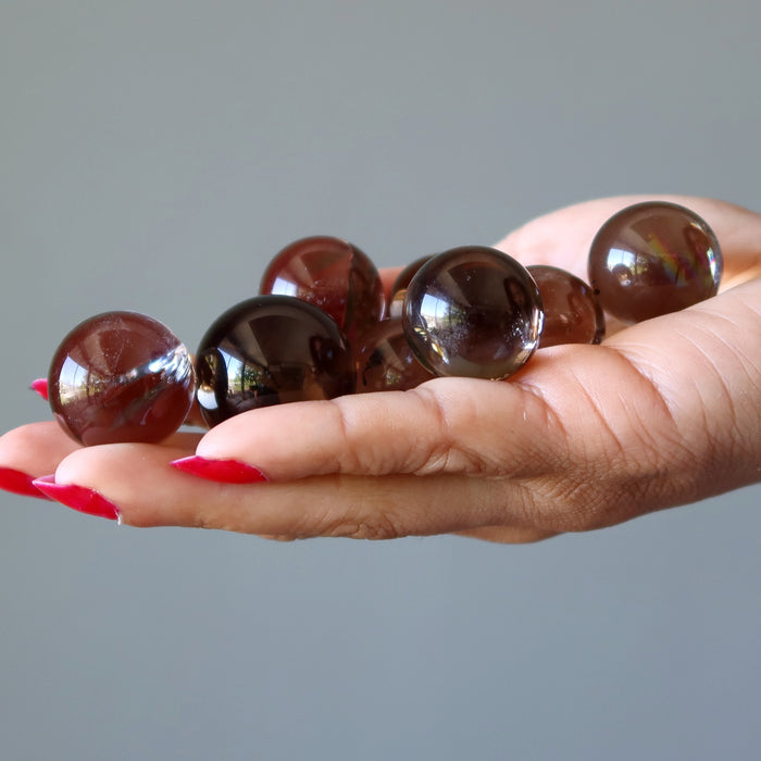 Smoky Quartz Sphere Bundle Dark Rainbow Crystal Ball Lot of 8
