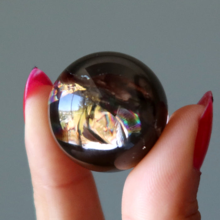 Smoky Quartz Sphere Bundle Dark Rainbow Crystal Ball Lot of 8