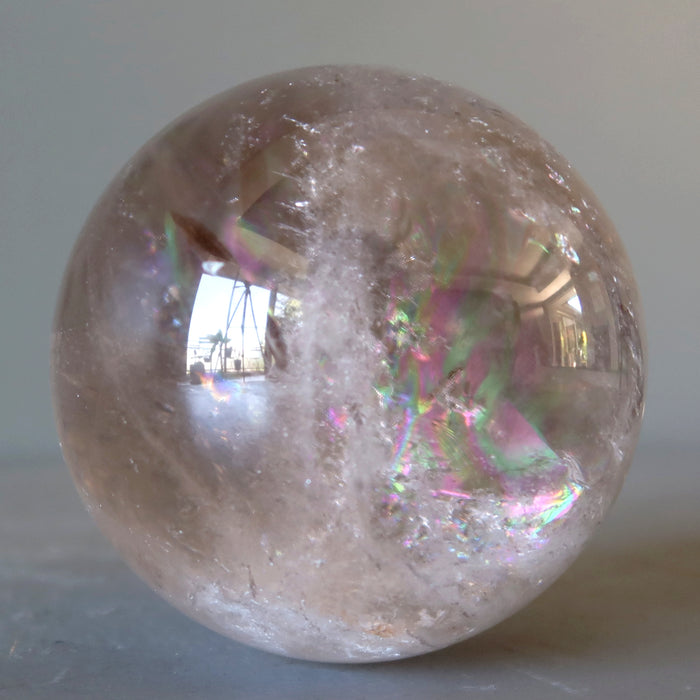 Smoky Quartz Sphere Rainbow Dapper Clear Brown Crystal Ball