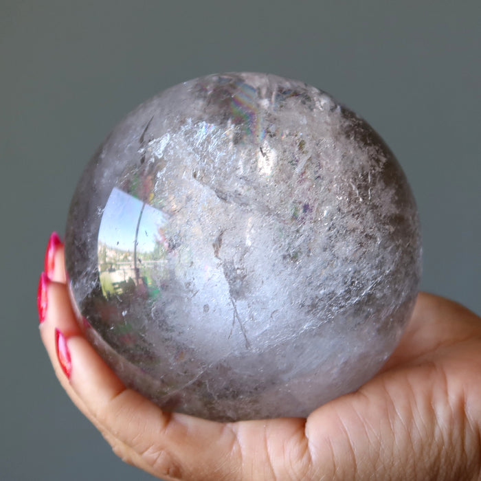 Smoky Quartz Sphere Rainbow Dapper Clear Brown Crystal Ball