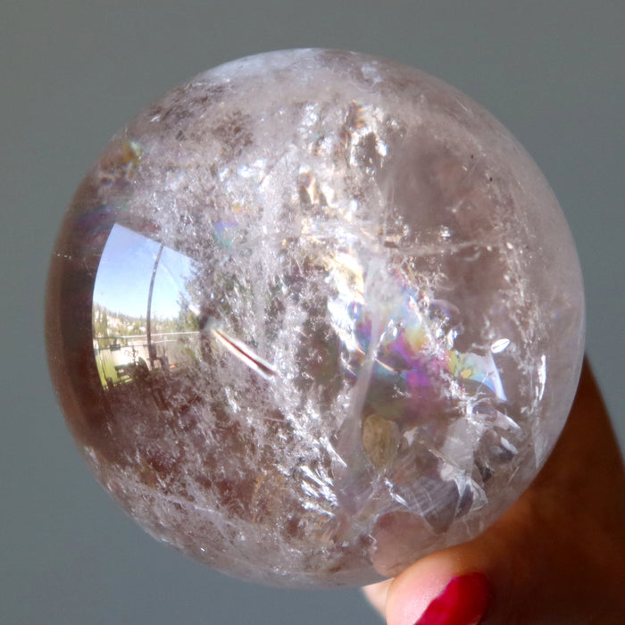 Smoky Quartz Sphere Rainbow Dapper Clear Brown Crystal Ball