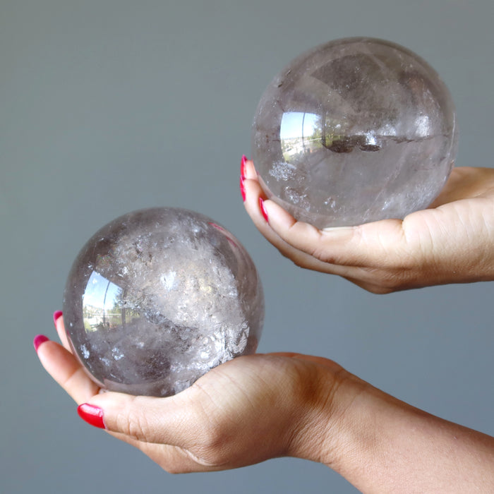 Smoky Quartz Sphere Rainbow Dapper Clear Brown Crystal Ball