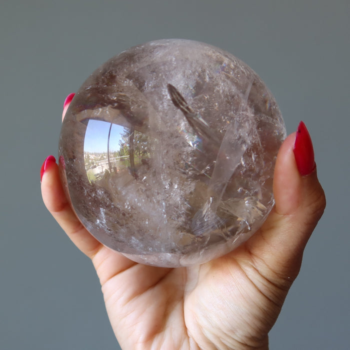 Smoky Quartz Sphere Rainbow Dapper Clear Brown Crystal Ball