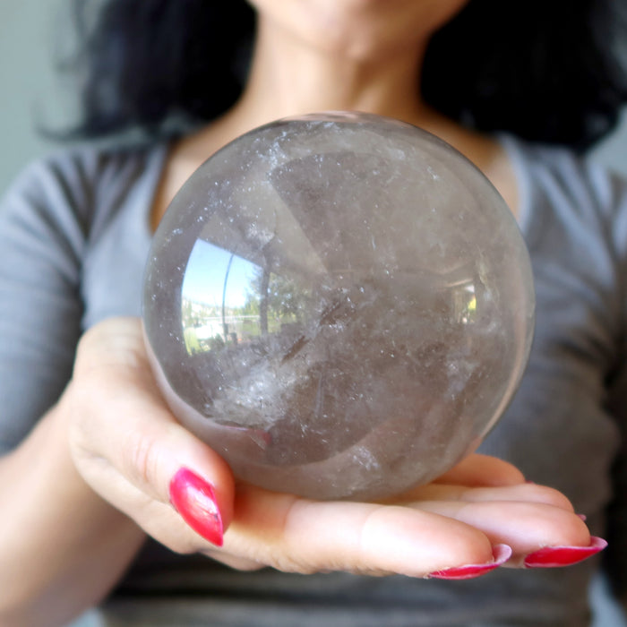 Smoky Quartz Sphere Rainbow Dapper Clear Brown Crystal Ball