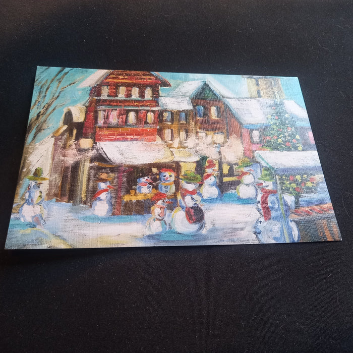 Christmas Card Snowmen: Hungarian Art Mouth Painted Deák Ferenc, Blank