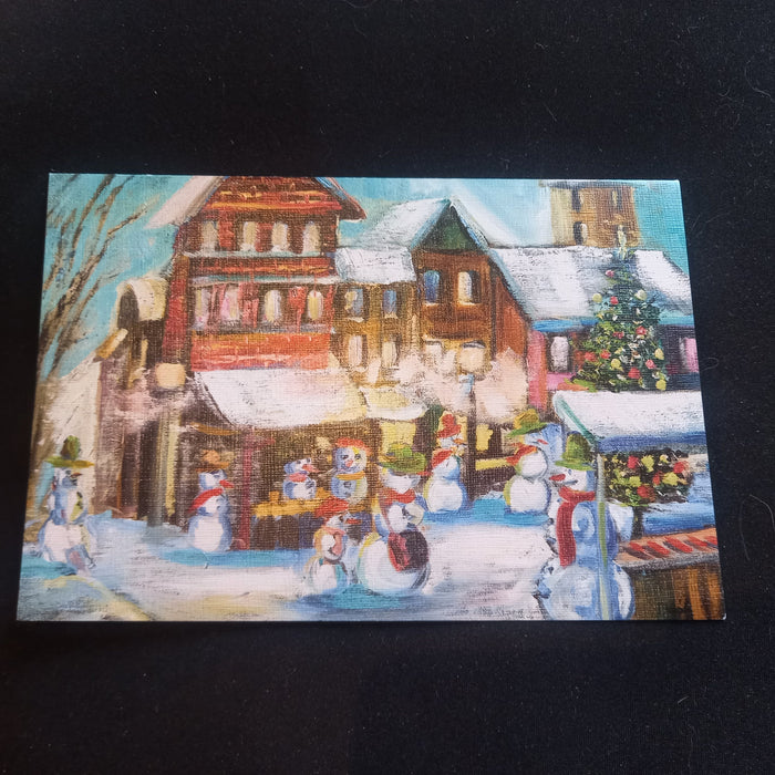 Christmas Card Snowmen: Hungarian Art Mouth Painted Deák Ferenc, Blank