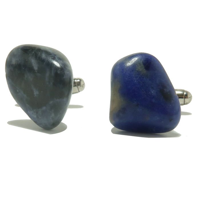 Sodalite Cufflinks Suave and Soothing Blue Tumbled Gem Silver