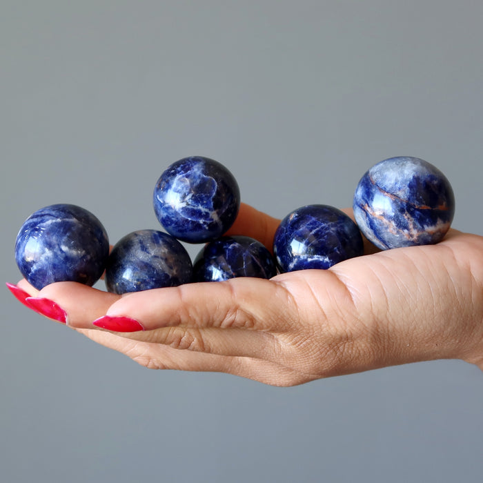 Sodalite Sphere Bundle Blue White Crystal Ball Lot of 6