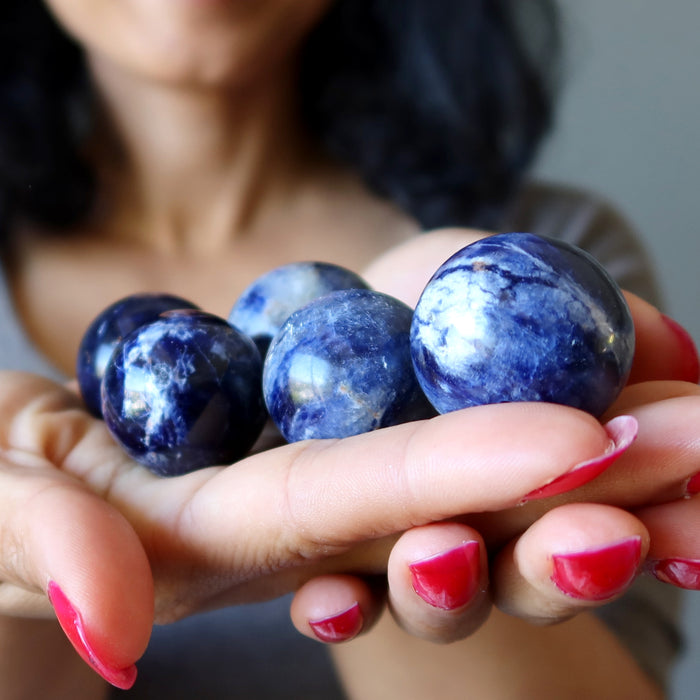 Sodalite Sphere Bundle Blue White Crystal Ball Lot of 6