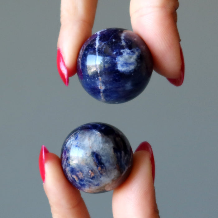 Sodalite Sphere Bundle Blue White Crystal Ball Lot of 6