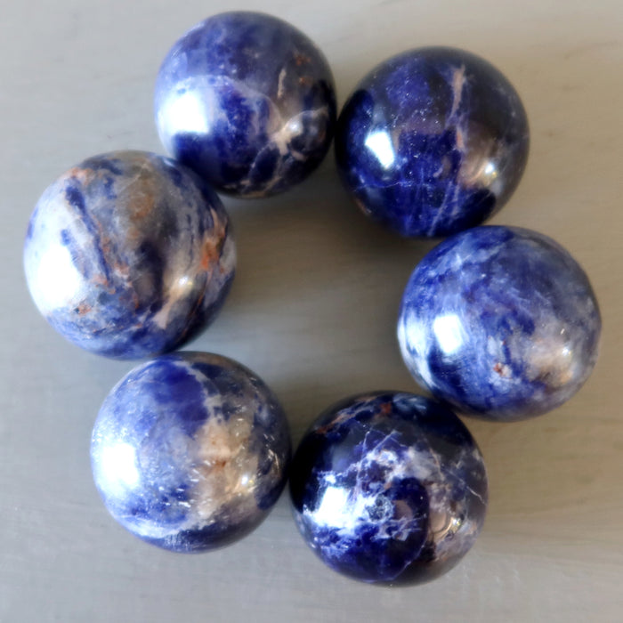 Sodalite Sphere Bundle Blue White Crystal Ball Lot of 6