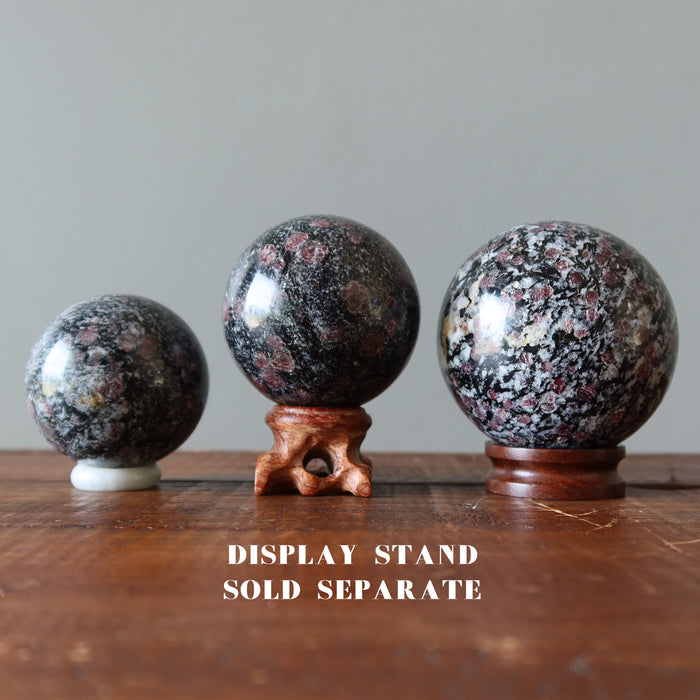 spinel spheres on stands